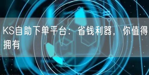 KS自助下单平台：省钱利器，你值得拥有